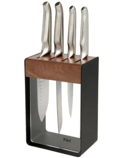 Pro Limited Edition 5 Piece Knife Block Set In Natural/Stainless Steel