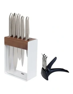 Pro Edition Stainless Steel And Wooden 7 Piece Knife Block Set