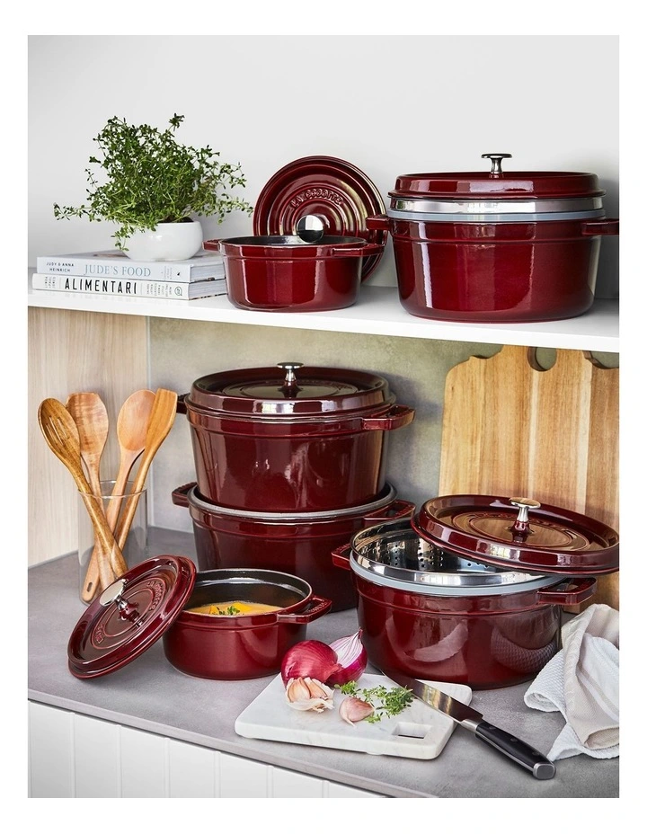Staub 26cm/5.2L Round Cocotte With Steamer Grenadine 4 Staub 26cm/5.2L Round Cocotte With Steamer Grenadine - Image 2