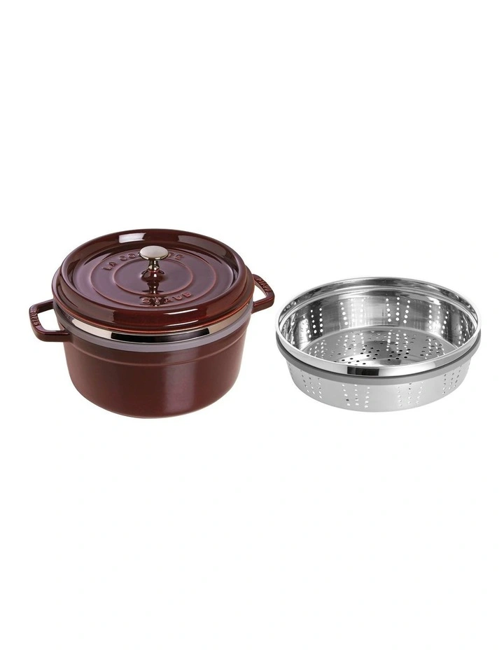 Staub 26cm/5.2L Round Cocotte With Steamer Grenadine 5 Staub 26cm/5.2L Round Cocotte With Steamer Grenadine - Image 3