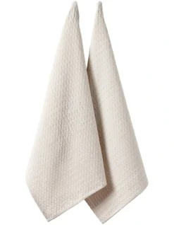 Eco Recycled Linen Kitchen Towel Cream 2 Pack