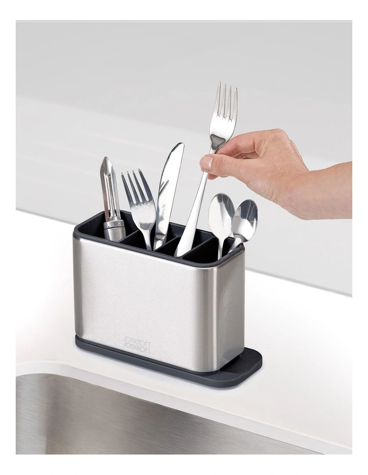 Joseph Joseph Surface Stainless Steel Cutlery Drainer Grey 4 Joseph Joseph Surface Stainless Steel Cutlery Drainer Grey - Image 2
