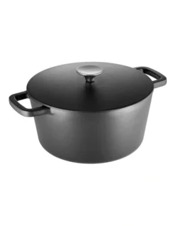 Cast Iron 24cm/4.2L Round Casserole Black
