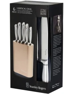 Oval Metallic Champagne 6 Piece Knife Block In Stainless Steel/Rosegold -Maxwell Williams Store 743084920 5 1 720x928
