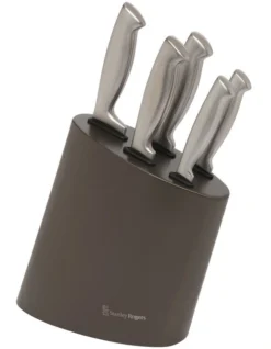 Modern Steel Metallic Mocha 6 Piece Knife Block In Stainless Steel -Maxwell Williams Store 743085010 4 1 720x928