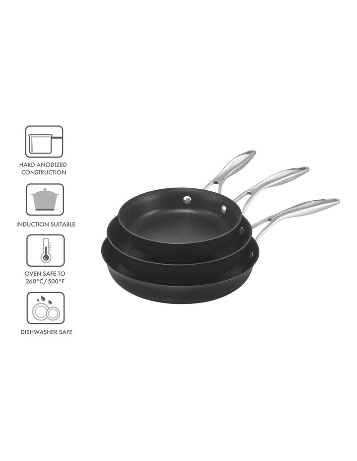 Style Nonstick Induction Triple Skillet Pack 21/25/28cm In Black 6 Style Nonstick Induction Triple Skillet Pack 21/25/28cm In Black - Image 4