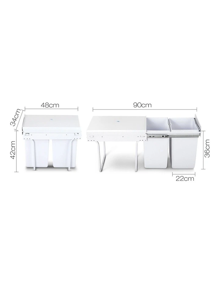 Set Of 2 20L Twin Pull Out Bins 4 Set Of 2 20L Twin Pull Out Bins - Image 2