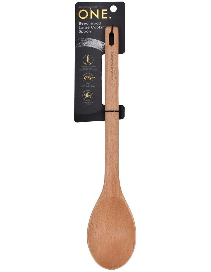 ONE Large Beechwood Cooking Spoon 3 ONE Large Beechwood Cooking Spoon