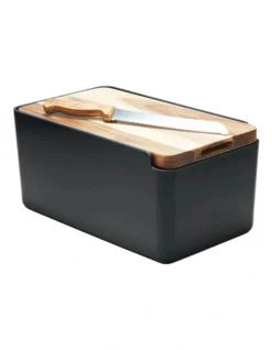HUDSON Bread Bin With Cutting Board In Black