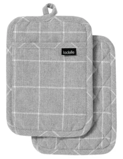Eco Check Pot Holder Grey 2 Pack