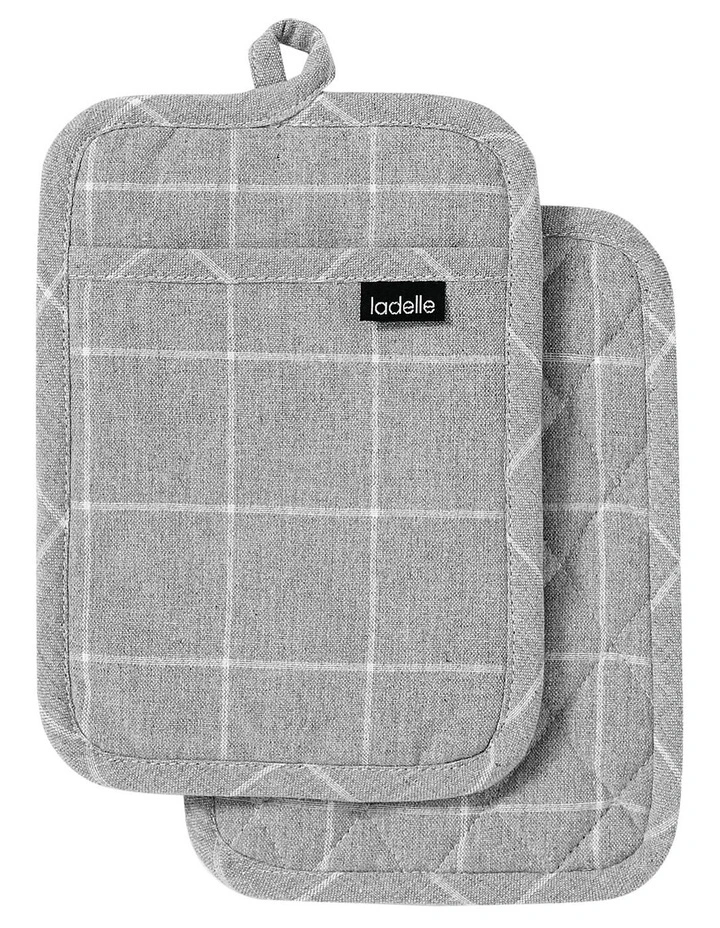 Eco Check Pot Holder Grey 2 Pack 3 Eco Check Pot Holder Grey 2 Pack