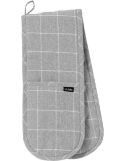 Eco Check Double Oven Mitt Grey