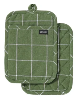 Eco Check Pot Holder Green 2 Pack