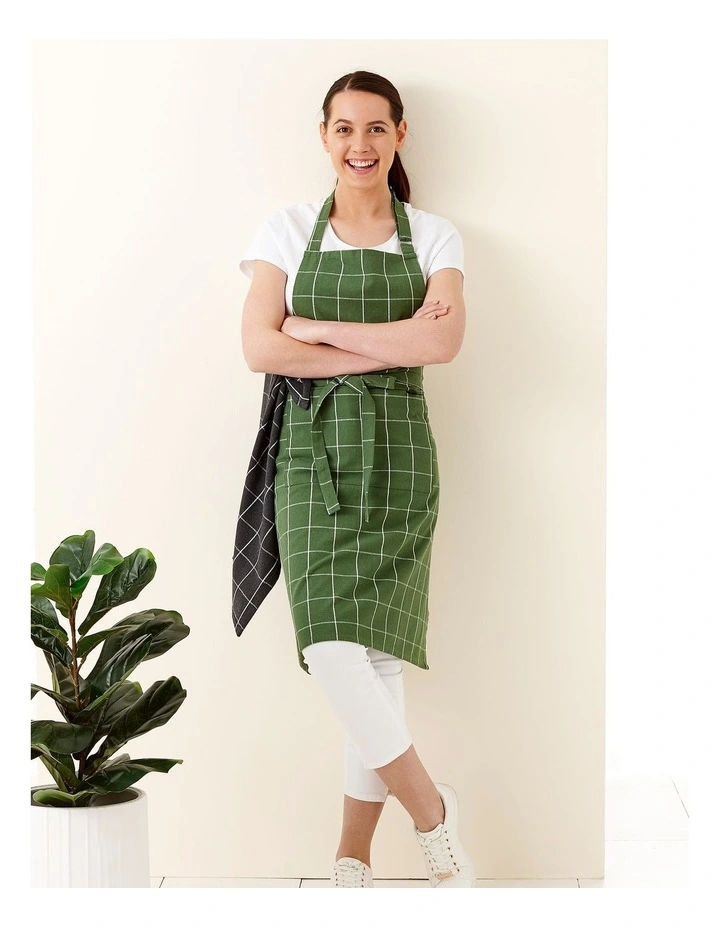 Eco Check Apron Green 5 Eco Check Apron Green - Image 3