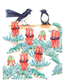 Maxwell & Williams Royal Botanic Gardens Victoria Garden Friends 50x70cm Tea Towel Willy Wagtail Print