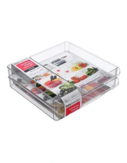 3PK 30x30cm Crystal Fridge/Pantry Kitchen Food BPA Free Tray Clear