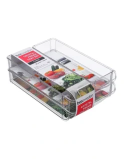 3PK 30x20cm Crystal Fridge/Pantry Kitchen Food BPA Free Tray Clear