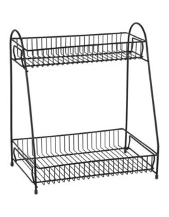2 Tier Metal Kitchen/Food Rack/Holder Organiser Storage Stand Black