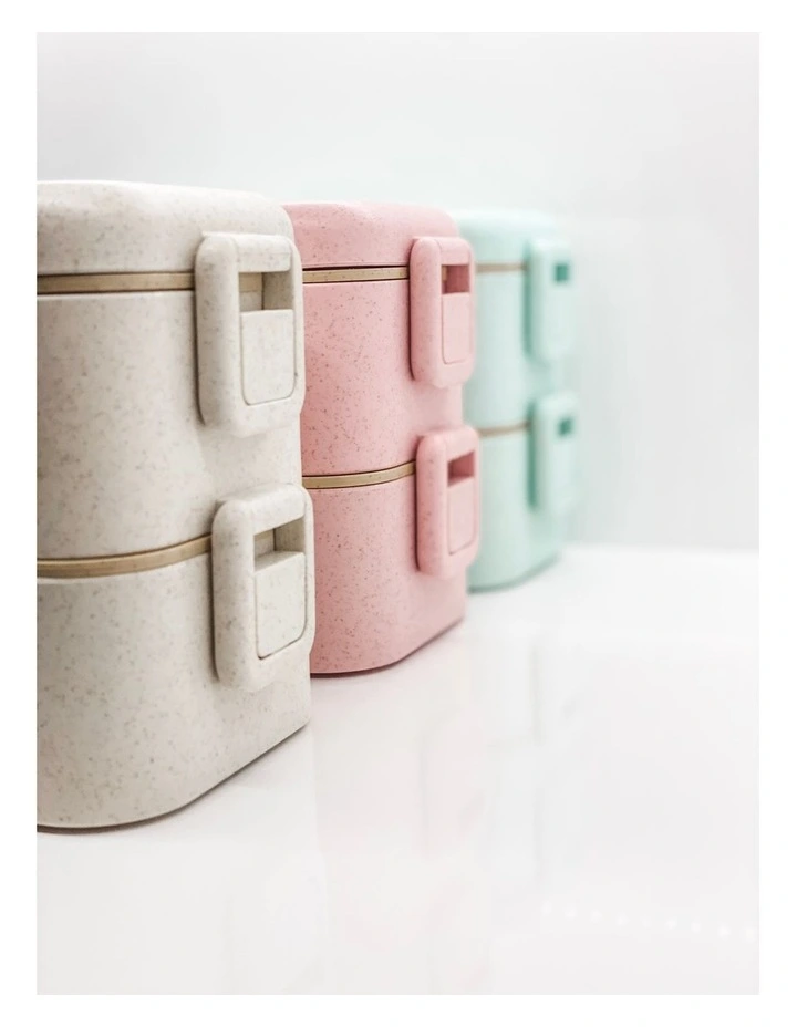 Bento Box Lunch Box 2 Tiered Large Pink 4 Bento Box Lunch Box 2 Tiered Large Pink - Image 2