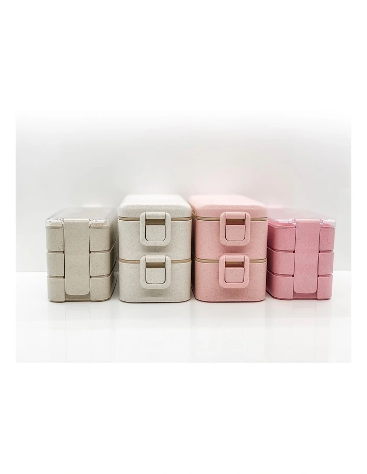 Bento Box Lunch Box 2 Tiered Large Pink 5 Bento Box Lunch Box 2 Tiered Large Pink - Image 3