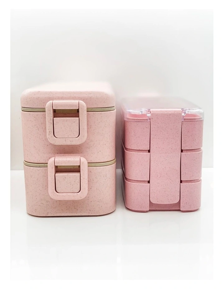 Bento Box Lunch Box 2 Tiered Large Pink 6 Bento Box Lunch Box 2 Tiered Large Pink - Image 4