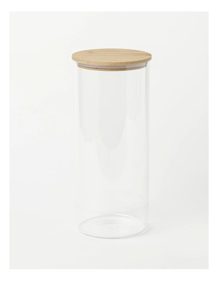 Round Bamboo And Glass Storage Canister With Lid 2850ml 3 Round Bamboo And Glass Storage Canister With Lid 2850ml