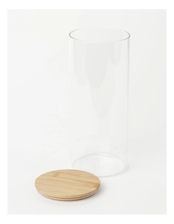 Round Bamboo And Glass Storage Canister With Lid 2850ml 4 Round Bamboo And Glass Storage Canister With Lid 2850ml - Image 2