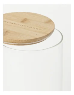 Round Bamboo And Glass Storage Canister With Lid 2150ml -Maxwell Williams Store 835120810 3 720x928