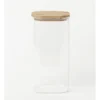 Square Bamboo And Glass Storage Canister With Lid 1900ml