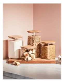 Square Bamboo And Glass Storage Canister With Lid 1900ml -Maxwell Williams Store 835121080 4 720x928
