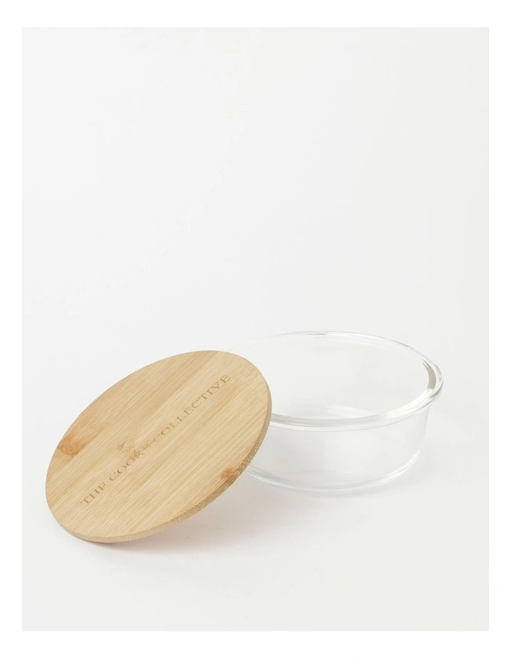 Round Bamboo And Glass Storage Canister With Lid 620ml 4 Round Bamboo And Glass Storage Canister With Lid 620ml - Image 2