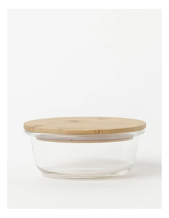 Round Bamboo And Glass Storage Canister With Lid 400ml 3 Round Bamboo And Glass Storage Canister With Lid 400ml