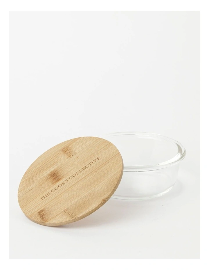 Round Bamboo And Glass Storage Canister With Lid 400ml 4 Round Bamboo And Glass Storage Canister With Lid 400ml - Image 2
