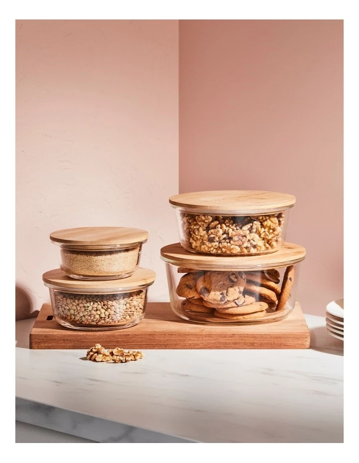 Round Bamboo And Glass Storage Canister With Lid 400ml 6 Round Bamboo And Glass Storage Canister With Lid 400ml - Image 4