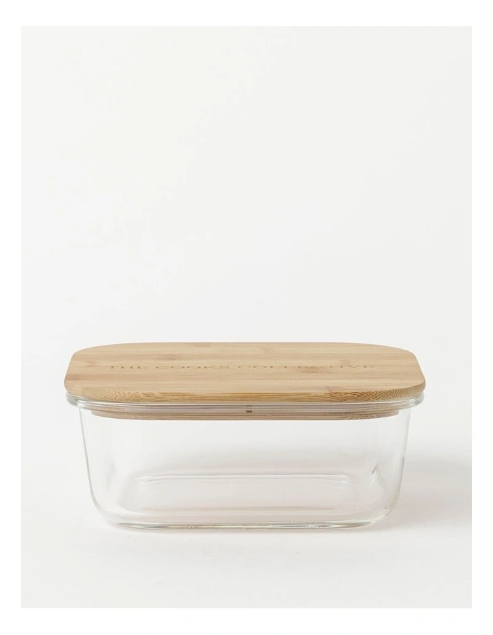 Square Bamboo And Glass Storage Canister With Lid 1200ml 3 Square Bamboo And Glass Storage Canister With Lid 1200ml