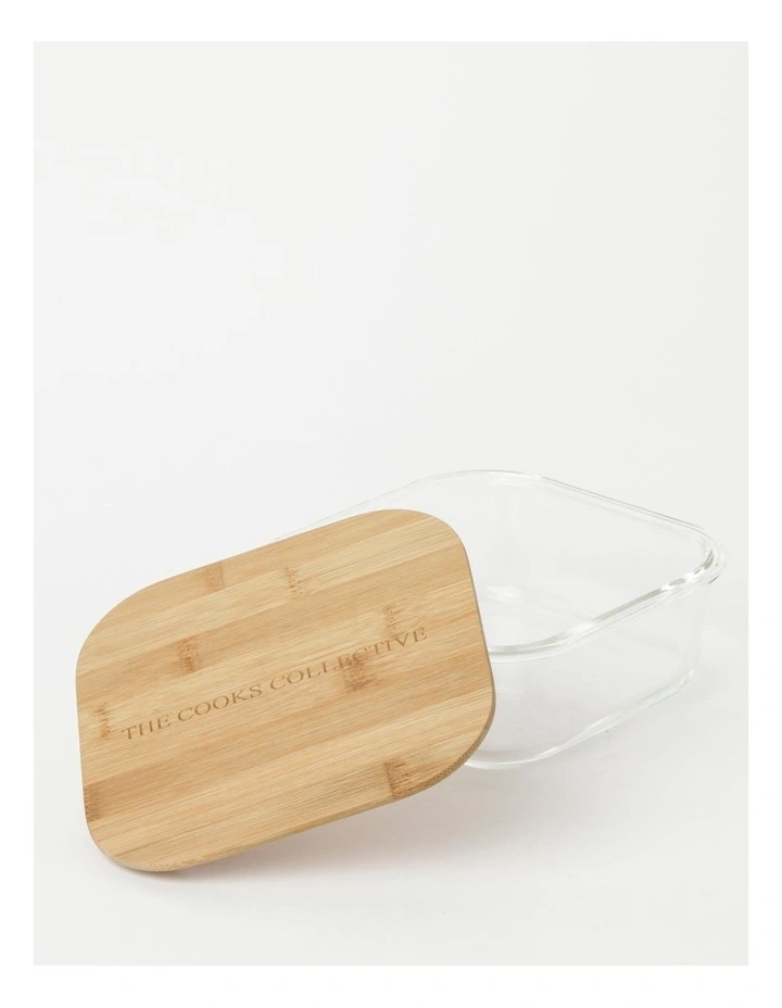 Square Bamboo And Glass Storage Canister With Lid 1200ml 4 Square Bamboo And Glass Storage Canister With Lid 1200ml - Image 2