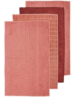 Benson Pink Sand Microfibre 4pk Kitchen Towel