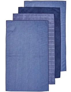 Benson Blue Microfibre 4pk Kitchen Towel