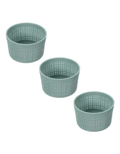 3pc 10cm Round Ivy Weave Home/Kitchen Storage Basket Assorted