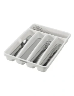 Mini 5 Compartment Cutlery Tray 32.4 X 23.2 X 4.8cm In White