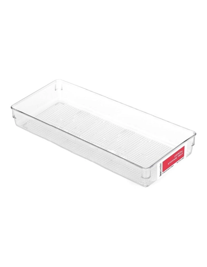 BoxSweden Crystal Plastic Storage Tray Large Fridge/Pantry Container 40cm 3 BoxSweden Crystal Plastic Storage Tray Large Fridge/Pantry Container 40cm