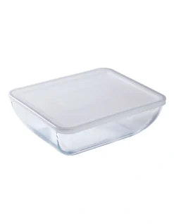 Rectangular Dish With Plastic Lid 27X22X9cm 3.5L