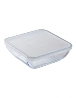 Square Dish With Plastic Lid 20x20x7cm 1.6L