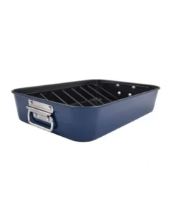 Colours Non-Stick Roaster With Rack 39x17x8cm In Navy