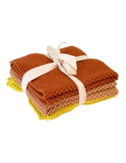 Knitted Dishcloths 3 Pack Terracotta