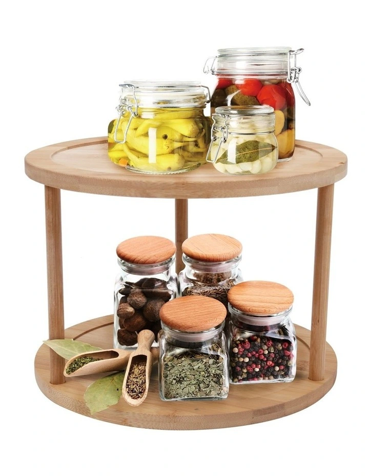 Bamboo 2 Tier Lazy Susan Turntable 3 Bamboo 2 Tier Lazy Susan Turntable