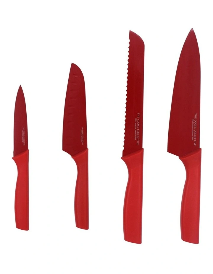 4 Piece Knife Pack In Red 3 4 Piece Knife Pack In Red