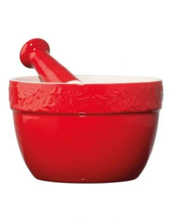 Olive Mortar & Pestle In Red
