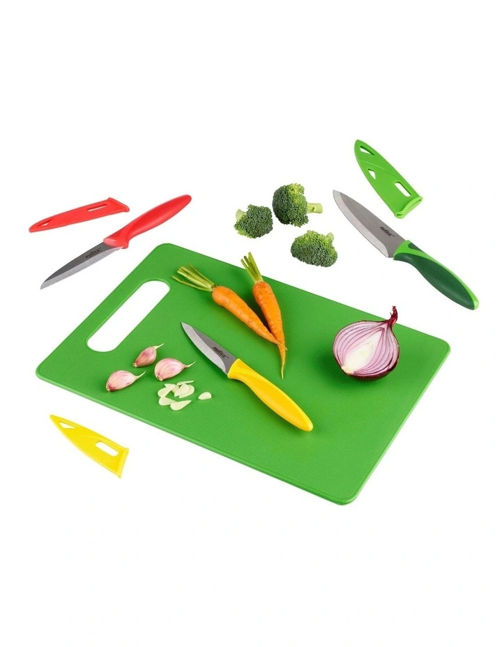 Zyliss Chopping Board & 3 Piece Knife Set Green 4 Zyliss Chopping Board & 3 Piece Knife Set Green - Image 2