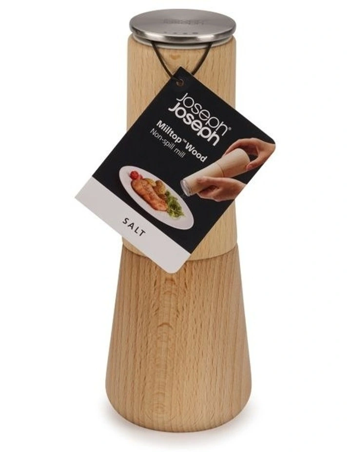 Joseph Joseph Milltop Wood No-Spill Salt Mill Beech 4 Joseph Joseph Milltop Wood No-Spill Salt Mill Beech - Image 2